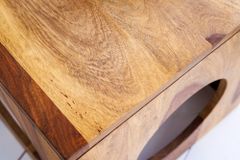 Massivholz Beistelltisch CUBUS 40cm Sheesham stone finish Hocker