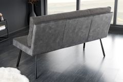 Moderne Sitzbank BIG GEORGE 160cm anthrazit Samt Strukturstoff Taschenfederkern schwarz