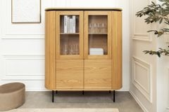Modernes Highboard ATELIER 140cm natur Eiche schwarz Metall sechs Fächer