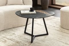 Design Couchtisch MARVELOUS 70cm schwarz gold sand AURORA ORO Keramik Metall