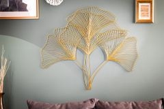 Elegante Wanddeko GINKGO 90cm gold in filigraner Blattform
