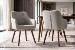 Nordischer Stuhl SCANDINAVIA MEISTERSTÜCK taupe braun Strukturstoff Massivholzbeine