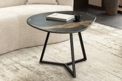 Design Couchtisch MARVELOUS 70cm schwarz gold sand AURORA ORO Keramik Metall