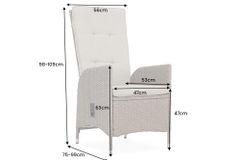 Outdoor Gartenstuhl SYLT grau Polyrattan Hochlehner mit Armlehne verstellbar wetterfest