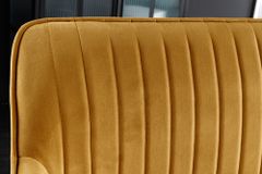 Design Sitzbank TURIN 160cm senfgelb Samt schwarz Metallbeine Armlehne