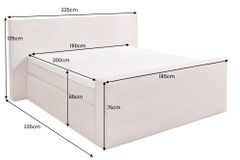 Design Boxspringbett SIGNUM 180x200cm beige Cord inkl. Topper Matratze und Stauraum