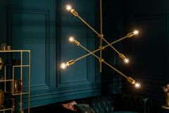 Elegante Hängelampe VARIATION 128cm gold mit sechs schwenkbaren Leuchten