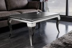 Design Couchtisch MODERN BAROCK 100cm schwarz anthrazit chrom Keramik Marmor