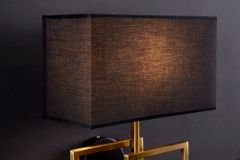 Moderne Wandleuchte ATLANTIS 44cm gold Stoffschirm schwarz Lampe