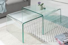 Hochwertiges 2er Set Glas Couchtisch FANTOME 100cm transparent