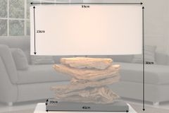 Handgearbeitete Treibholz Lampe RIVERINE 55cm creme Leinenschirm Tischleuchte