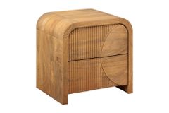 Massiver Nachttisch ART DECO 50cm cream finish beige Mangoholz mit Schublade