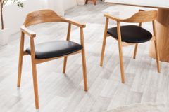 Retro Stuhl VALHALLA WOOD matt-braun Eiche Massivholz mit Armlehne