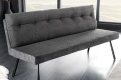 Moderne Sitzbank BIG GEORGE 160cm anthrazit Samt Strukturstoff Taschenfederkern schwarz