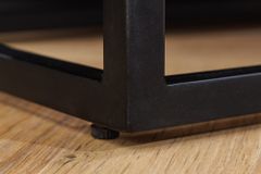 Massivholz Highboard VULCANO 120cm braun Mangoholz mit 3D Schnitzereien handmade Metallgestell schwarz