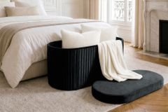 Faltbare Polsterbank ÉLAN 80cm schwarz Samt Sitzbank mit Stauraum