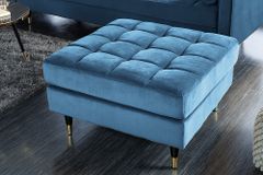 Design Hocker COZY VELVET 80cm petrol blau gold Samt Metallfüße