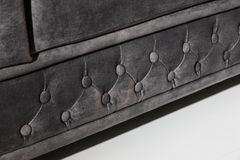 Chesterfield 3-Sitzer Sofa 205cm grau Samt Federkern Knopfheftung