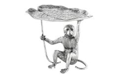 Design Beistelltisch WILDLIFE MONKEY 60cm silber Metall handmade