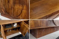 Massives Sideboard ART DECO 170cm braun smoke Mangoholz 3D-Front