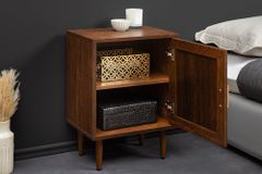 Design Nachttisch VIENNA 60cm braun Wiener Geflecht Beistelltisch mit Stauraum