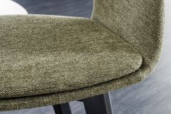 Design Stuhl NORDIC STAR grün Strukturstoff Massivholz schwarz mit Armlehne gepolstert