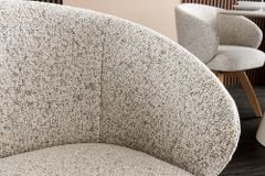 Drehbarer Stuhl WALKÜRE beige natur Eichenholz mit Taschenfederkern und Armlehne