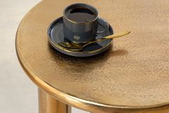 Handgefertigter Beistelltisch ABSTRACT 55cm gold schwarz Metall rund