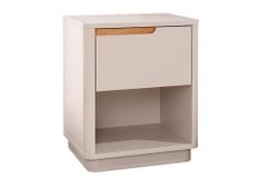 Design Nachtschrank LIV 55cm cashmere weiß mit Schublade und offenem Fach
