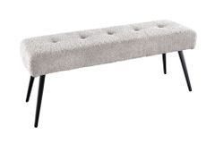 Design Sitzbank BOUTIQUE 100cm champagner greige Bouclé schwarze Metallbeine Polsterbank
