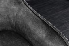 Design Barhocker EUPHORIA grau Samt schwarze Metallbeine Barstuhl mit Lehne
