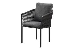 Stapelbarer Stuhl ROPE anthrazit Aluminium Gartensessel inkl. Kissen In- und Outdoor