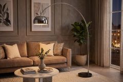Ausziehbare Bogenlampe LOUNGE DEAL 170-210cm chrom Marmorfuß Stehlampe
