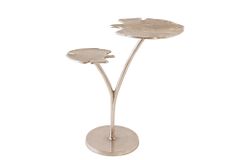 Dekorativer Beistelltisch GINKGO LEAFS 50cm silber handmade Metall