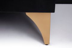 Handgearbeitetes Sideboard GOLDEN SUNSET 180cm schwarz mit 3D Schnitzereien gold Mangoholz Metallbeine