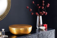 Handgefertigte Schale ORIENT 40cm gold Metall rund mit Deckel Schmuck-Dose