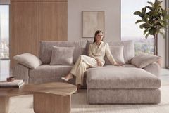 Stilvolles Big Sofa SOHO 260cm beige Chenille 4-Sitzer Couch mit Wellenunterfederung