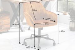 Höhenverstellbarer Bürostuhl TURIN senfgelb Samt mit Armlehne Drehstuhl