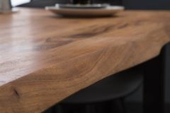 Massivholz Esstisch MAMMUT 140cm Wild-Akazie Baumkante Industrial Design 2,6cm Tischplatte
