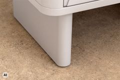 Nachttisch SAVOY 50cm kaschmir beige Keramik Marmor weiß Beistelltisch