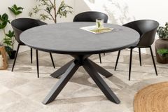 Runder In- und Outdoor Esstisch GALAXY 120cm graphit Keramik anthrazit Aluminium Gartentisch