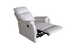 Exklusiver 1er Kinosessel HOLLYWOOD beige Strukturstoff elektrische Liegeposition