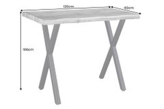 Industrial Bartisch WILD 120cm grau Wildeichen-Design schwarz Metall X-Gestell