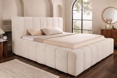 Boxbett SAVOY 180x200cm weiß Chenille Cremona mit Lattenrost und Stauraum