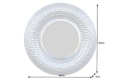 Handgearbeiteter Wandspiegel ORIENT 60cm silber im Hammerschlag Design aus Metall
