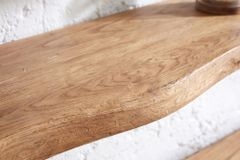 Massives Wandregal GRAND OAK 80cm natur geöltes Eichenholz Baumkante handmade