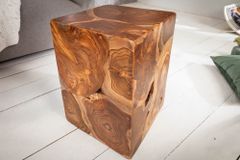 Massiver Beistelltisch SQUARE 30cm Teakholz Würfel Sitzhocker