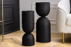 Moderne Vase SANDGLASS XL 70cm schwarz Eisen handmade beidseitig nutzbar