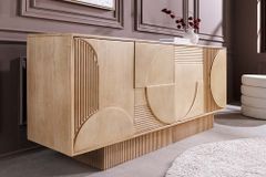 Massives Sideboard ART DECO 170cm weiß gekälkt Mangoholz 3D-Front handmade