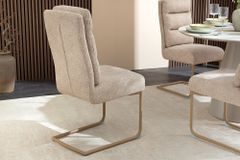 Design Freischwinger Stuhl COMFORT beige Strukturstoff mit Metallgestell